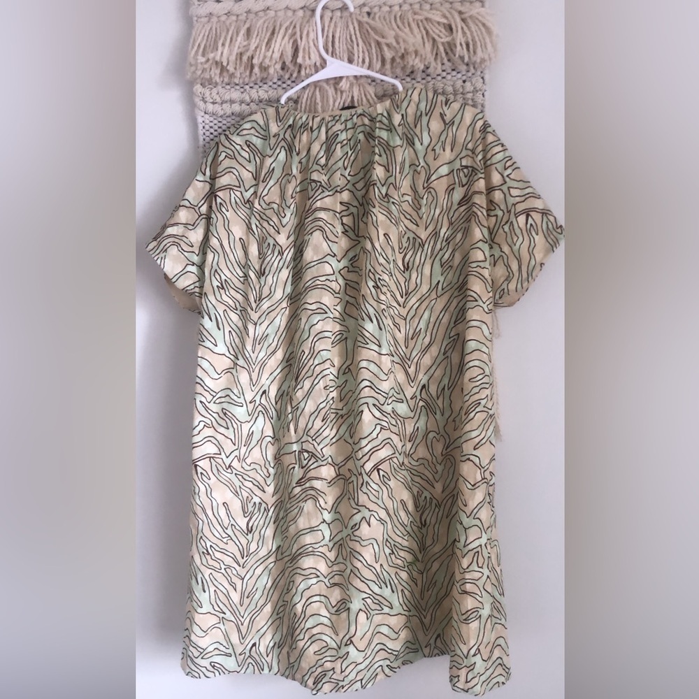 Stine Goya Claudia Graffiti Zebra Print Short Sleeve V-Neck Dress Organic Cotton - Picture 9 of 10